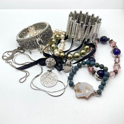 LOT 50: Bracelets and More - Dazzling Stretch and Cuff with Geode Style