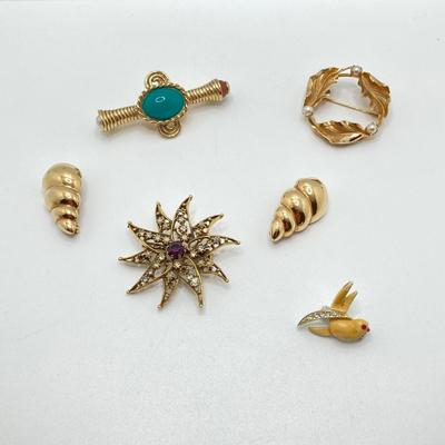 LOT 51: Brooch and Pin Collection - Coro, Gold Filled, Sarah Coventry and More