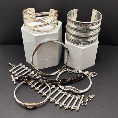 LOT 53: Silver Toned Bracelet Collection - Lucky Brand and More