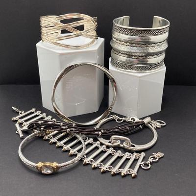 LOT 53: Silver Toned Bracelet Collection - Lucky Brand and More