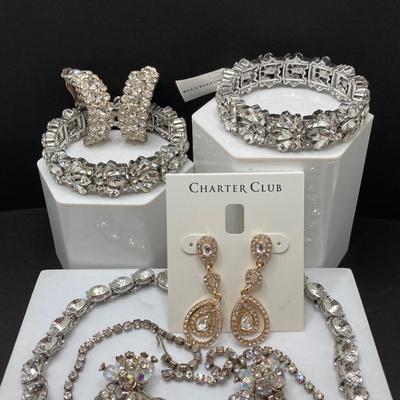 LOT 56: Eye Catching Rhinestone Jewelry - Charter Club, Pearl Craft and More