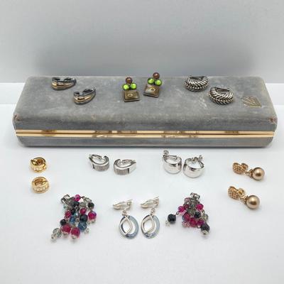 LOT 60: Jewelry Box / Holder with Collection of Clip-on Earrings