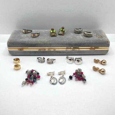 LOT 60: Jewelry Box / Holder with Collection of Clip-on Earrings