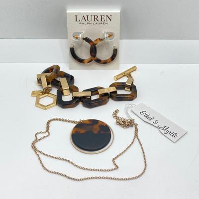 LOT 62: Fashion Jewelry - Animal Print / Tortoise Shell Themed (Ralph Lauren / Ethel & Myrtle) and More