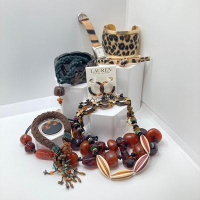 LOT 62: Fashion Jewelry - Animal Print / Tortoise Shell Themed (Ralph Lauren / Ethel & Myrtle) and More