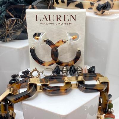 LOT 62: Fashion Jewelry - Animal Print / Tortoise Shell Themed (Ralph Lauren / Ethel & Myrtle) and More