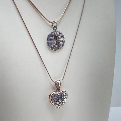 LOT 63: Pair of Sterling Silver Pendant / Locket Necklaces