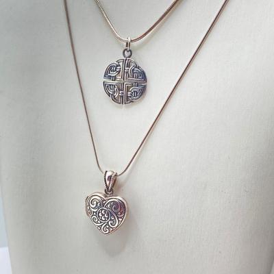 LOT 63: Pair of Sterling Silver Pendant / Locket Necklaces