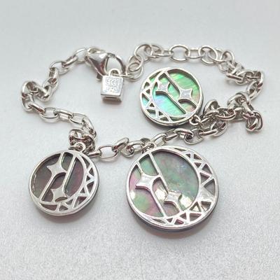 LOT 64: Sterling Jewelry - Double Sided Abalone Bracelet / Anklet with Fish Pendant Necklace