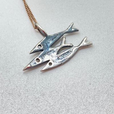 LOT 64: Sterling Jewelry - Double Sided Abalone Bracelet / Anklet with Fish Pendant Necklace