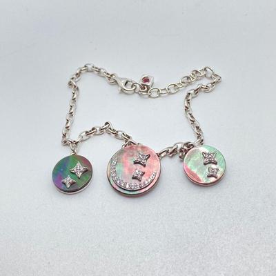 LOT 64: Sterling Jewelry - Double Sided Abalone Bracelet / Anklet with Fish Pendant Necklace