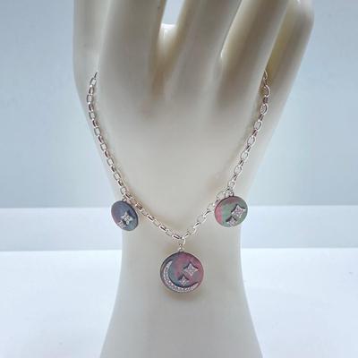 LOT 64: Sterling Jewelry - Double Sided Abalone Bracelet / Anklet with Fish Pendant Necklace