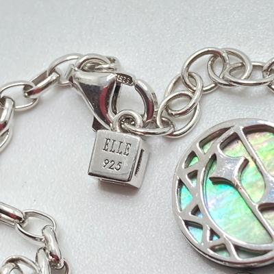 LOT 64: Sterling Jewelry - Double Sided Abalone Bracelet / Anklet with Fish Pendant Necklace