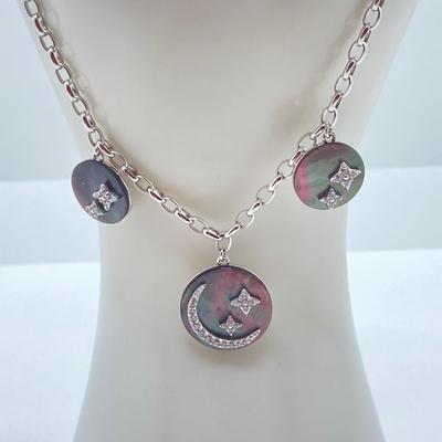 LOT 64: Sterling Jewelry - Double Sided Abalone Bracelet / Anklet with Fish Pendant Necklace