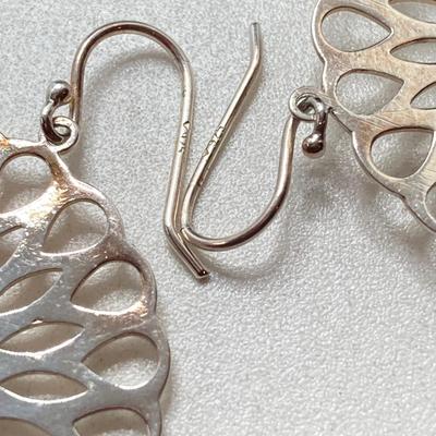 LOT 65: Sterling Silver Jewelry - Blue Stone Pendant Necklace and Dangle Earrings