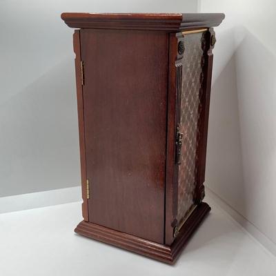 LOT 66: Powell Spinning Double Sided Jewelry Box with Scarf, Scarf Rings and Juicy Couture Key Chain