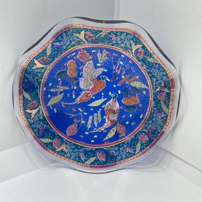 LOT 71: Wildlife Collection - Decorative Plates, Gorgeous Embossed Art Glass Plate and Figurines