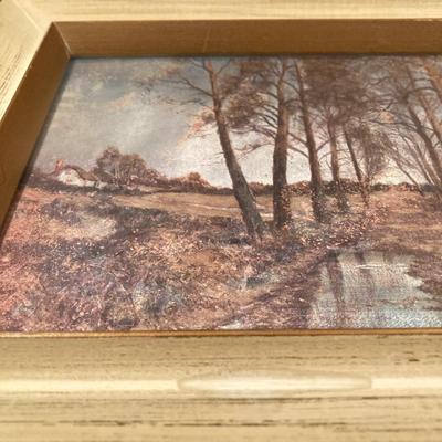 LOT 74: Framed Art Work Collection - Saunders "Daydreams", "Coming Home" with Pair of Rustic Metallic Landscapes