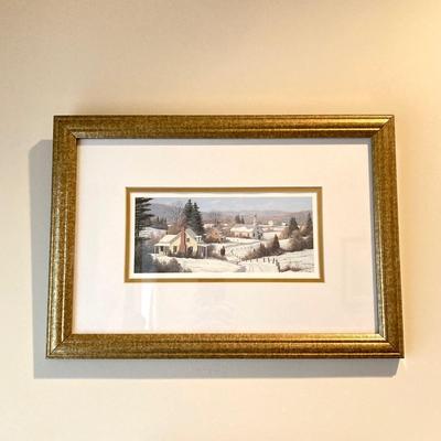 LOT 74: Framed Art Work Collection - Saunders "Daydreams", "Coming Home" with Pair of Rustic Metallic Landscapes