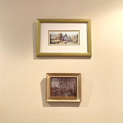 LOT 74: Framed Art Work Collection - Saunders "Daydreams", "Coming Home" with Pair of Rustic Metallic Landscapes