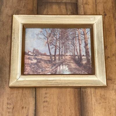 LOT 74: Framed Art Work Collection - Saunders "Daydreams", "Coming Home" with Pair of Rustic Metallic Landscapes