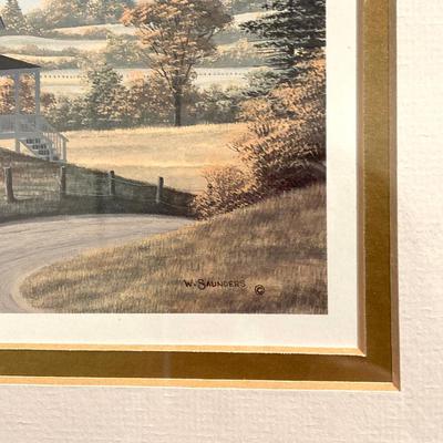 LOT 74: Framed Art Work Collection - Saunders "Daydreams", "Coming Home" with Pair of Rustic Metallic Landscapes