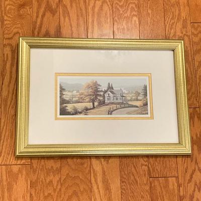 LOT 74: Framed Art Work Collection - Saunders "Daydreams", "Coming Home" with Pair of Rustic Metallic Landscapes