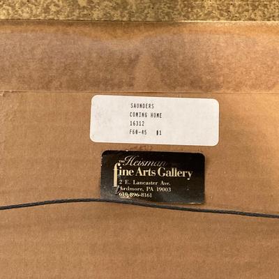 LOT 74: Framed Art Work Collection - Saunders "Daydreams", "Coming Home" with Pair of Rustic Metallic Landscapes