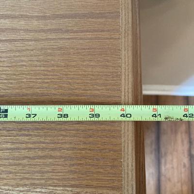 LOT 75: Wooden Storage Cabinet with Framed Magnolia Floral Artwork by Barbara Mock