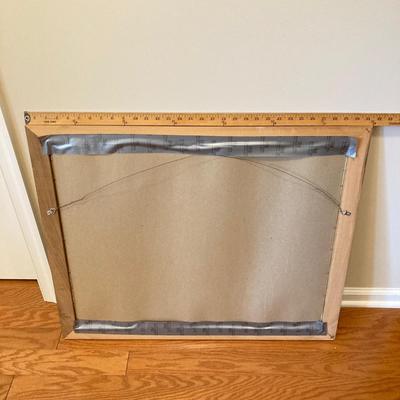 LOT 75: Wooden Storage Cabinet with Framed Magnolia Floral Artwork by Barbara Mock