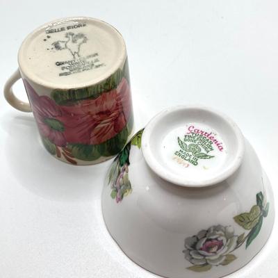 LOT 77: Beautiful Tea Pot with Collection of Tea Cups and Plates (Sadler, Regency England, English Staffordshire, Belle Fiore, Gardenia...