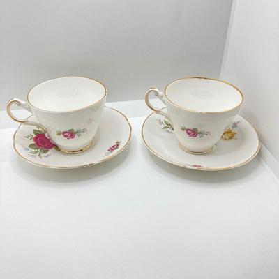 LOT 77: Beautiful Tea Pot with Collection of Tea Cups and Plates (Sadler, Regency England, English Staffordshire, Belle Fiore, Gardenia...