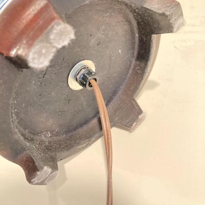 LOT 78: Classic Blue and White Delft Style Table Lamp with Painted White Wooden Table