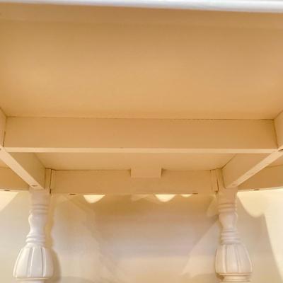 LOT 78: Classic Blue and White Delft Style Table Lamp with Painted White Wooden Table