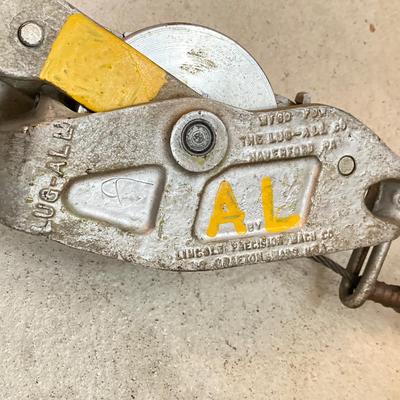 LOT 81: Lug All Hoist, Sears Hydraulic Hand Jack and Bike / Kayak Hoist Pulleys