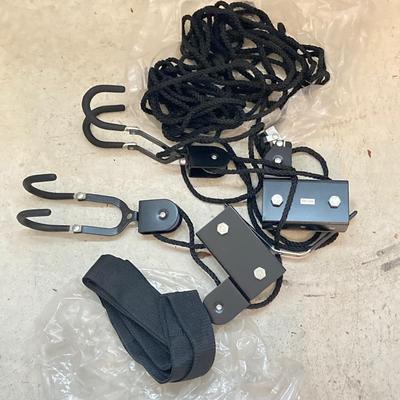 LOT 81: Lug All Hoist, Sears Hydraulic Hand Jack and Bike / Kayak Hoist Pulleys