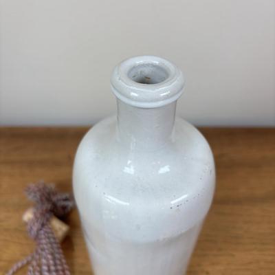 LOT 83: Kitchen Decor & More: Tracy Porter Chicken Figures, Green Drip Glaze Mugs, MKM Pottery Bottle, Stoneware Pitcher,...