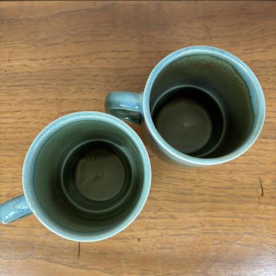 LOT 83: Kitchen Decor & More: Tracy Porter Chicken Figures, Green Drip Glaze Mugs, MKM Pottery Bottle, Stoneware Pitcher,...