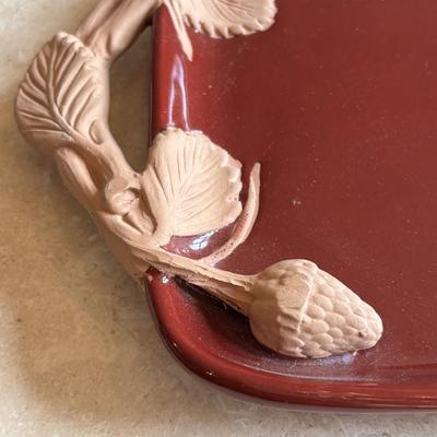 LOT 83: Kitchen Decor & More: Tracy Porter Chicken Figures, Green Drip Glaze Mugs, MKM Pottery Bottle, Stoneware Pitcher,...