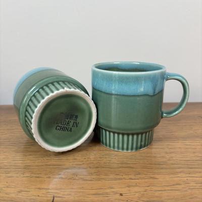 LOT 83: Kitchen Decor & More: Tracy Porter Chicken Figures, Green Drip Glaze Mugs, MKM Pottery Bottle, Stoneware Pitcher,...