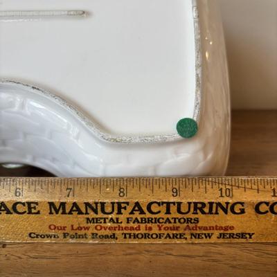 LOT 84: Vintage Fruit Serving Dish, Made in England Small Mixing Bowl, Johnson Brothers Plate, Fiesta Ware Bowl, Woven Hot Pads & More