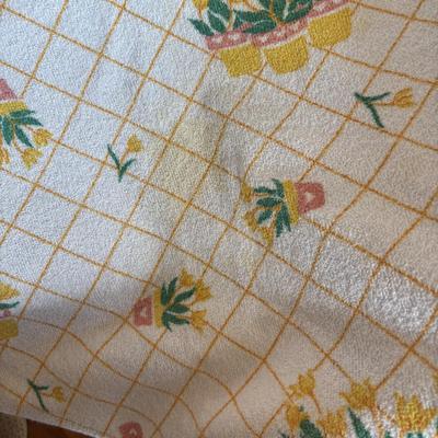 LOT 84: Vintage Fruit Serving Dish, Made in England Small Mixing Bowl, Johnson Brothers Plate, Fiesta Ware Bowl, Woven Hot Pads & More