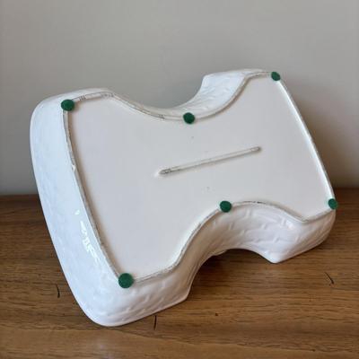 LOT 84: Vintage Fruit Serving Dish, Made in England Small Mixing Bowl, Johnson Brothers Plate, Fiesta Ware Bowl, Woven Hot Pads & More