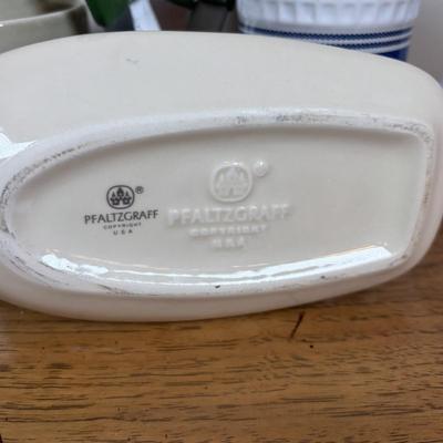 LOT 85: Vintage Green Pitcher, Large Emile Henry Green Mixing Bowl, Tupperware, Rubbermaid (NIP), Pfaltzgraff & More