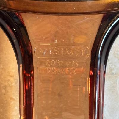 LOT 92: Corning Ware Visions Fry Pan w/Lid, Mr. Coffee, Mikasa Teapot & Cup Set, and Coffee Mugs