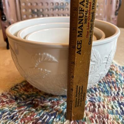 LOT 93: Charter Club Nesting Bowls, Metal Serving Tray, White Ceramic, Water Pitcher & Watering Can Vase