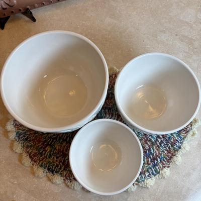 LOT 93: Charter Club Nesting Bowls, Metal Serving Tray, White Ceramic, Water Pitcher & Watering Can Vase