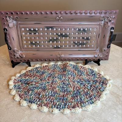 LOT 93: Charter Club Nesting Bowls, Metal Serving Tray, White Ceramic, Water Pitcher & Watering Can Vase