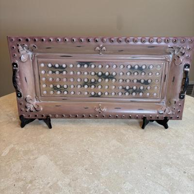 LOT 93: Charter Club Nesting Bowls, Metal Serving Tray, White Ceramic, Water Pitcher & Watering Can Vase
