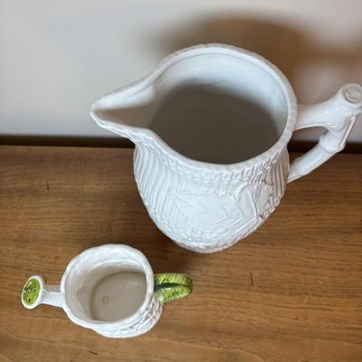 LOT 93: Charter Club Nesting Bowls, Metal Serving Tray, White Ceramic, Water Pitcher & Watering Can Vase